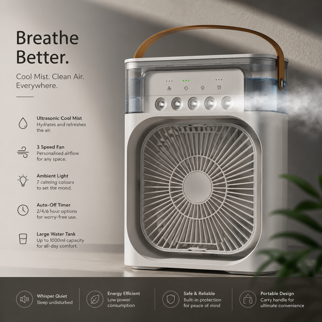 3 in 1 Desk Misting Fan - USB C