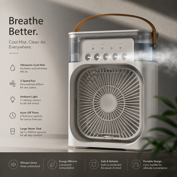 3 in 1 Desk Misting Fan - USB C